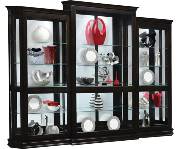 Deluxe Sliding Door Curio 3 Piece Set