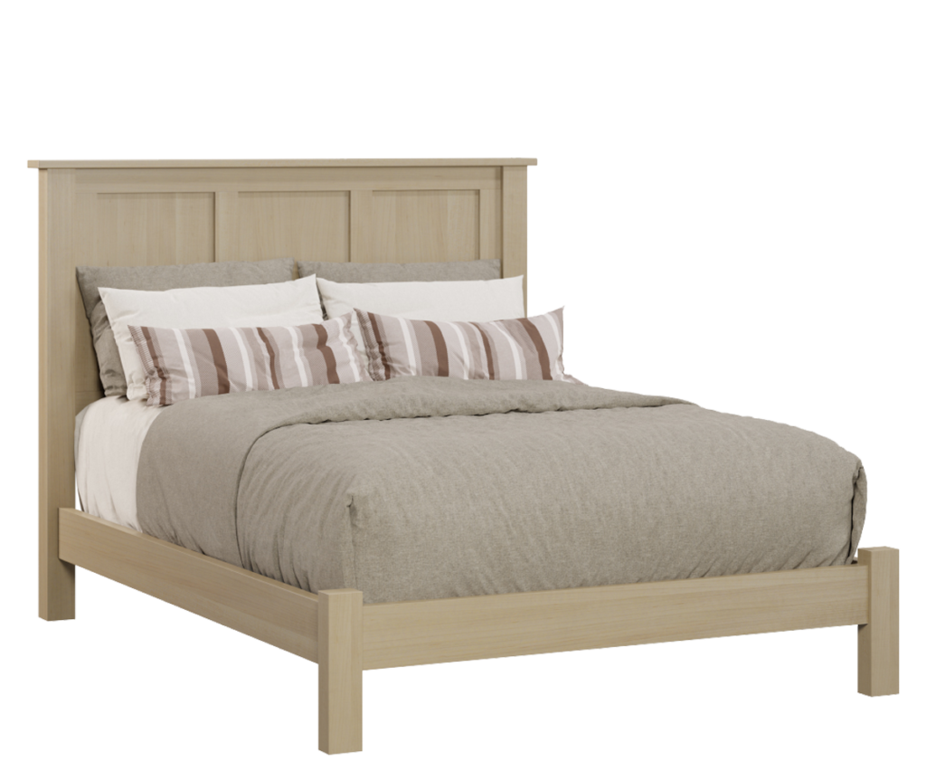Panel-style bed in light wood from quick ship Amish furniture collection