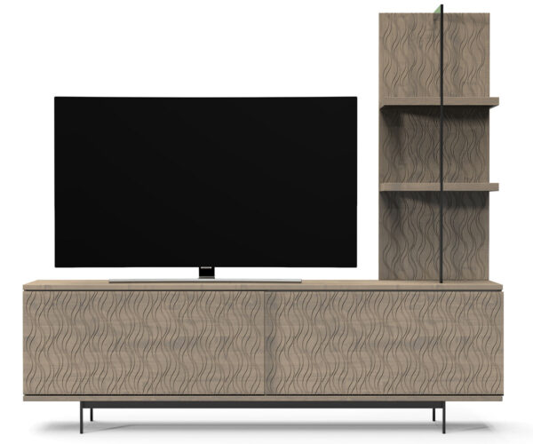 Ambiance Double Sliding Door Media Unit - Wood Wave