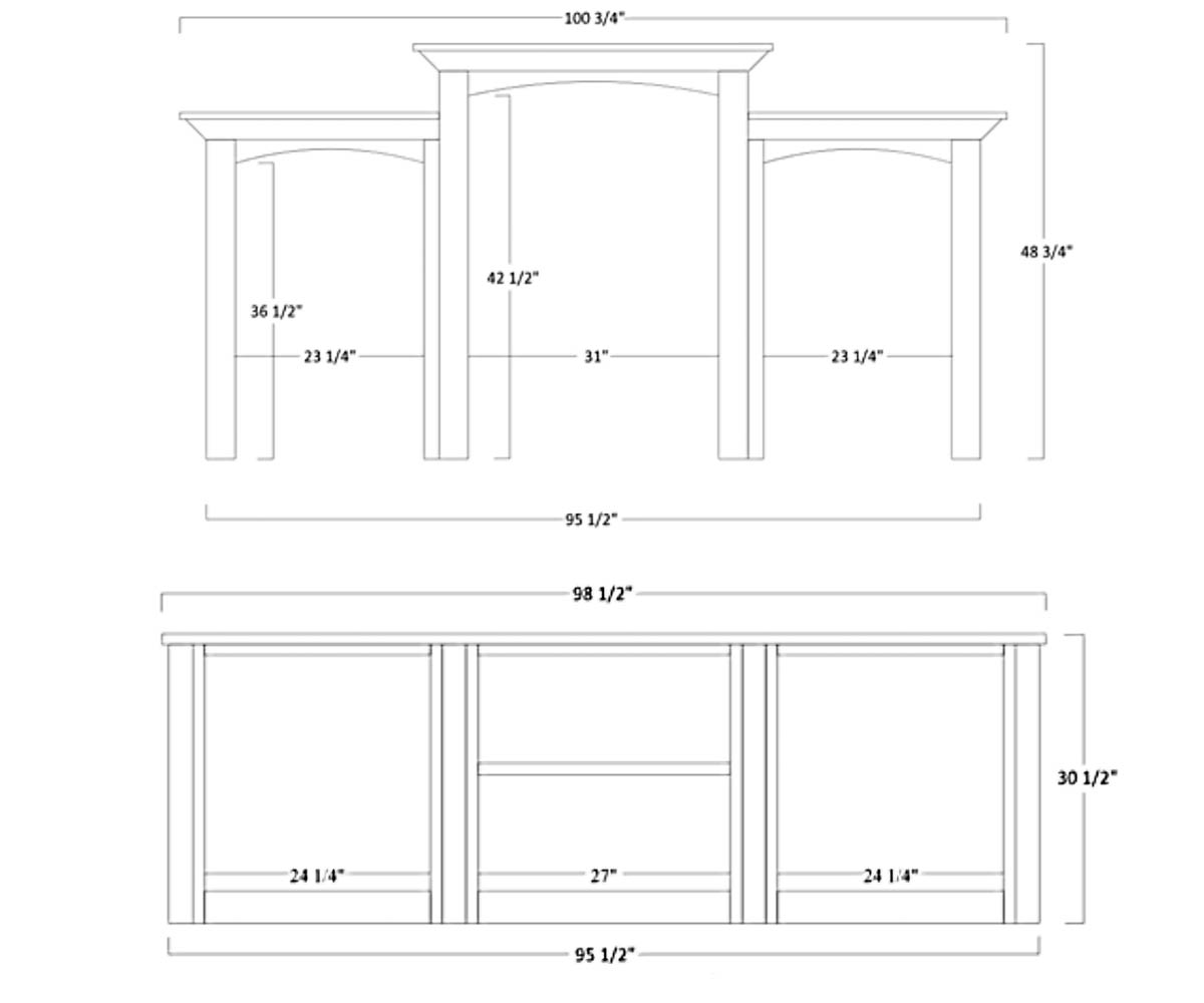 Buckingham 98" Base and Three Piece Hutch - Image 2